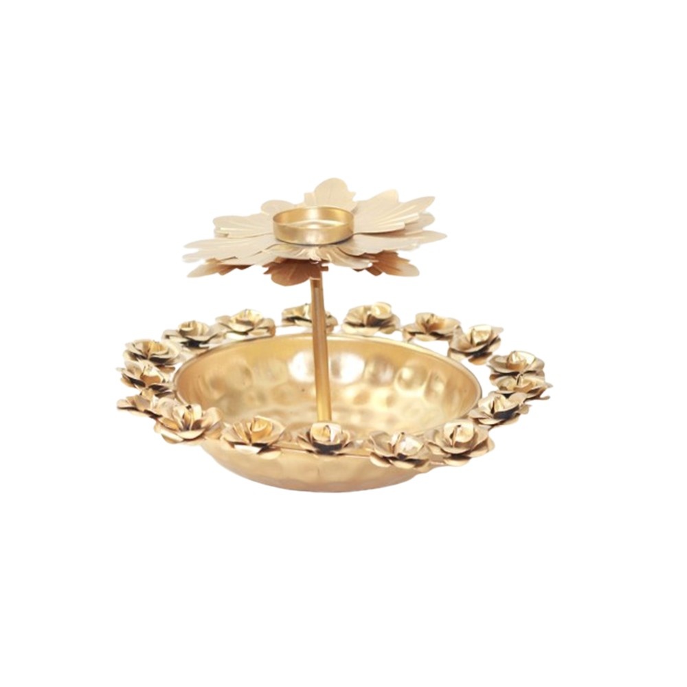 Gold Iron Metal Lotus Urli for Home Decoration and Office Decoration